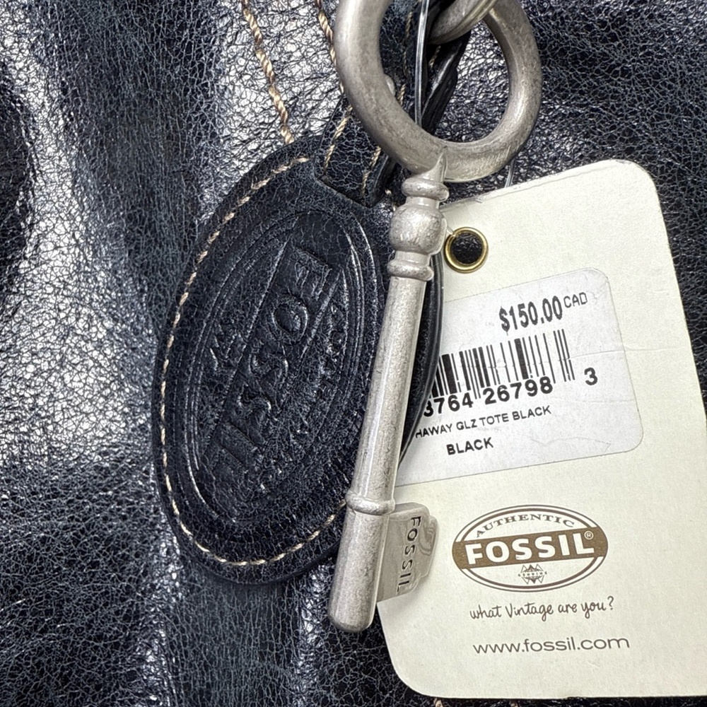 Fossil Black Leather Tote shoulder bag - Picture 7 of 14